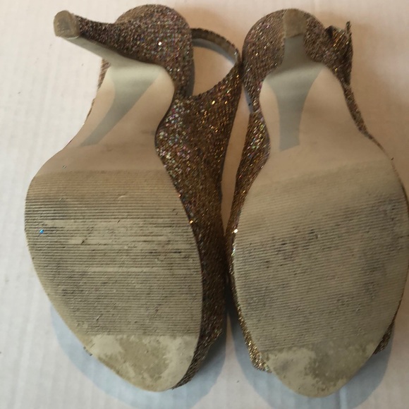 Madden Girl Shoes Heels Sparkly Gold Multi Colored SZ 8 - Picture 6 of 8